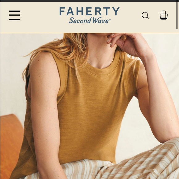 Faherty Sunwashed Slub Muscle Tank - Picture 3 of 6